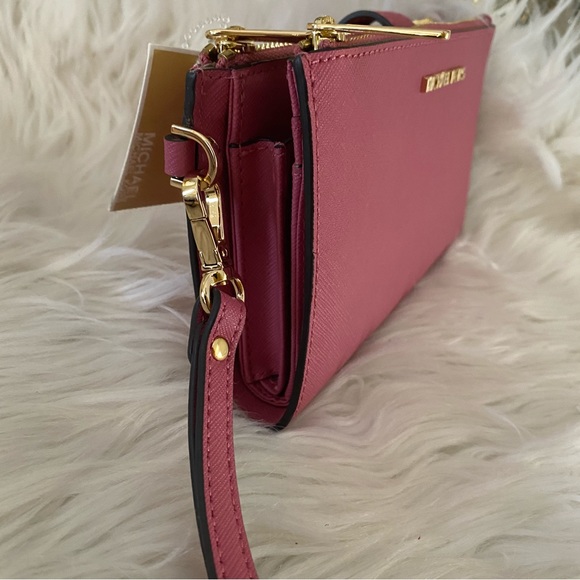 New Michael Kors jet set travel double zipper wallet wristlet - Picture 10 of 13